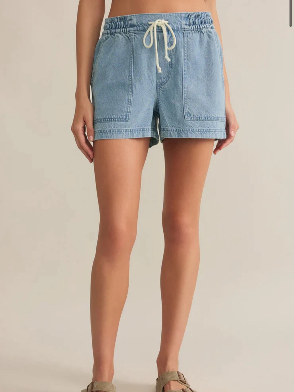 Z supply Denim Drawstring Pull on Shorts